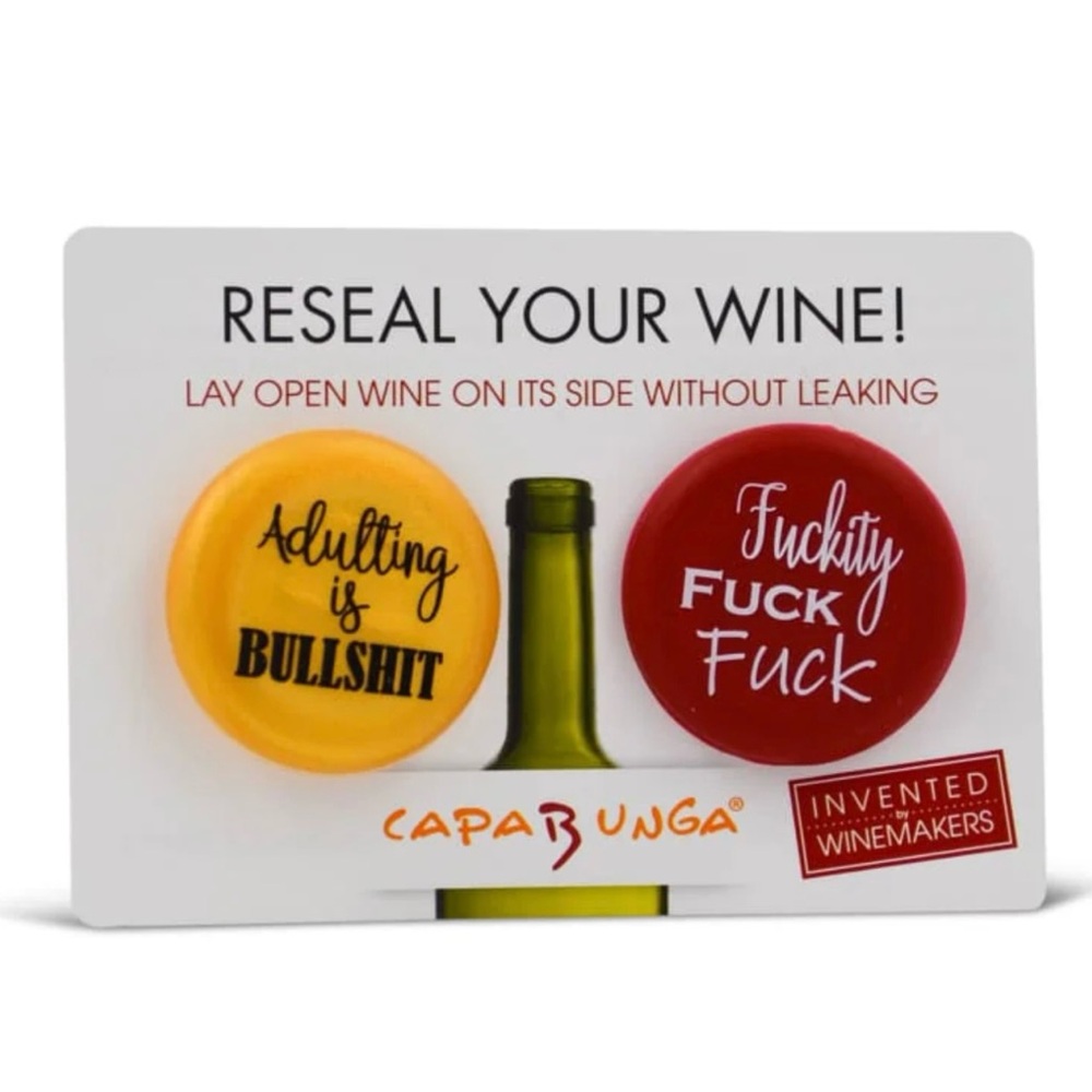 Swear Word Wine Resealing Toppers (2) Curse Novelty Humor Gag Funny Gift New